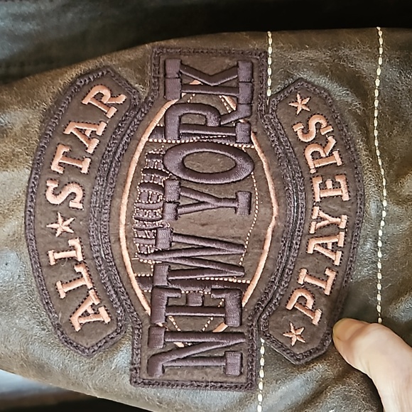 *NWT Vintage Bare Fox Players Leather Super Bowl All Stars Jacket NY Football - Picture 11 of 13